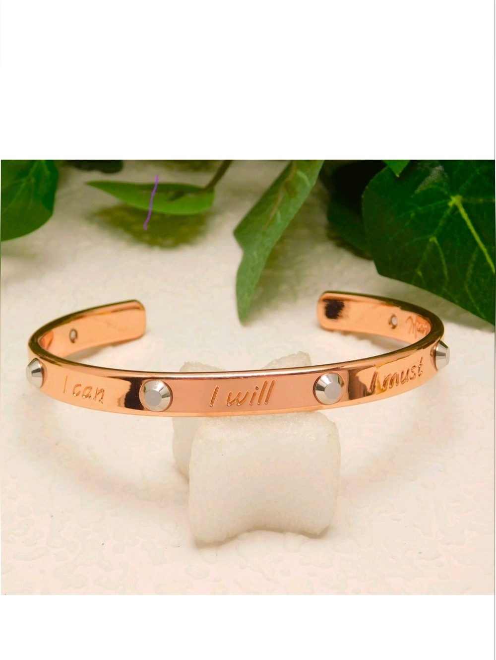 Mary Kay Rose Gold Engraved Motivational Cuff Bracelet